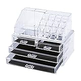 Ovonni SF-1155 Acrylic Makeup Organizer Jewelry & Cosmetic Storage Display Boxes,2 Pieces Set, Clear