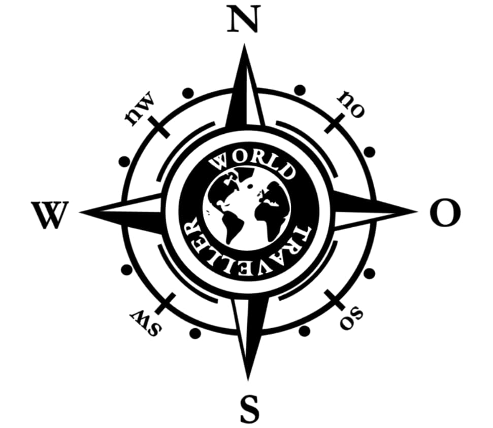 Compass Sticker for Outdoor and Indoor (RPt 53) (9 cm, Black 4/1)