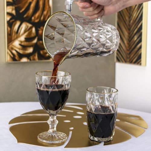 Jarra de Vidro Diamond Design Elegante Resistente Versatil Para Sucos Água Drinks e Cafés Ideal Para Cozinha Bar Restaurante