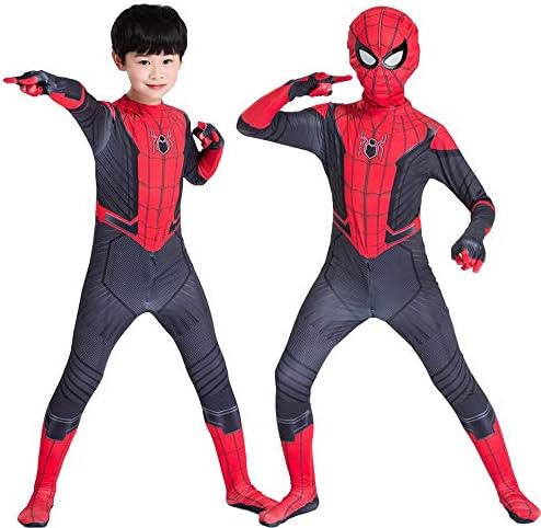 CTAO Adult Kids Spider-Man Halloween Costume Jumpsuit 3D Print Spandex Lycra Spiderman - Cosplay Costume Bodysuit Far From Home Spider-Man-120/for Kid