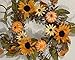 Harvest Hollows Fall Candle Ring Handmade Small Autumn Wreaths Artificial Sunflowers Daisies Pumpkins Berries Wheat Fall Leaves