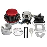 GOOFIT 15mm Carburetor Rebuild Kit with Air Filter for 2 Stroke 47cc 49cc Mini ATV Quad Pocket Bike