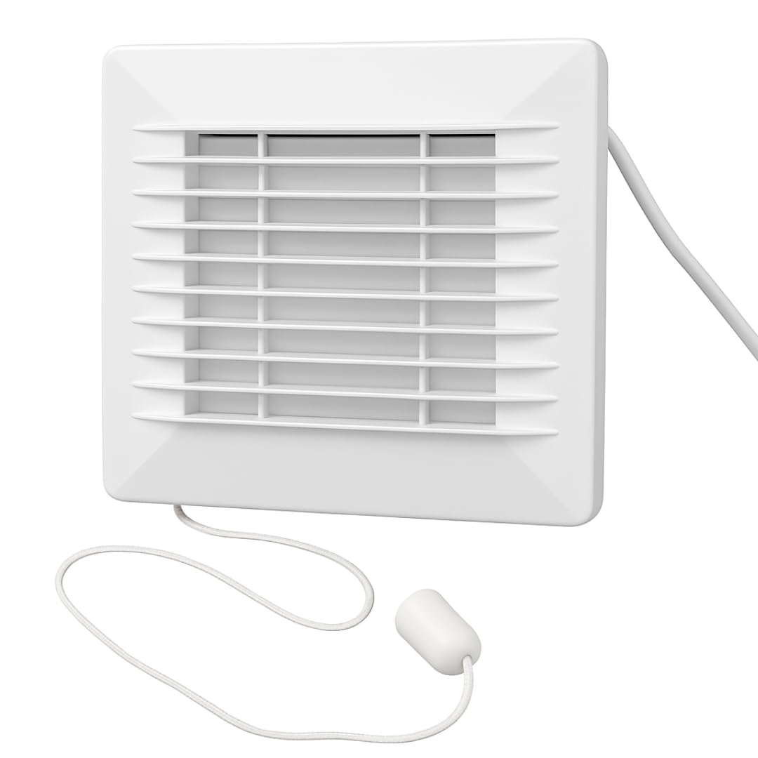 AirTech-UK Bathroom Extractor Fan with Pull Cord 100mm – Quiet Ventilation for Bathrooms & Kitchens – Wall Mounted Design