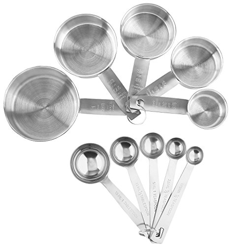 Stainless Steel Measuring Cups And Measuring Spoons 10-Piece Set, 5 Cups And 5 Spoons - //coolthings.us