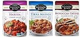Saffron Road Authentic Recipe Simmer Sauce 3 Flavor Variety Bundle: (1) Saffron Road Tikka Masala Simmer Sauce, (1) Saffron Road Harissa Simmer Sauce, and (1) Saffron Road Moroccan Tagine Simmer Sauce, 7 Oz. Ea. (3 Pouches Total)