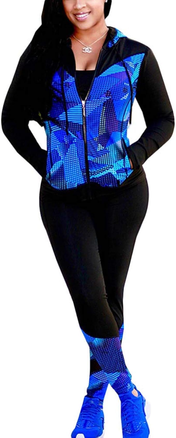 Women Tracksuit Hooded Jacket + Pants Set Ladies Tracksuit Sweat Suit