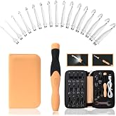 Lewhoo 17 Sizes Light Up Crochet Hooks with Case 2.5mm~14.0mm | Rechargeable Light Up Crochet Hooks Set
