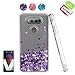 V20 Case,Shiny Glitter Moving Liquid Clear with TPU Bumper Protective Back Cute Girls Case for V20 Purple…