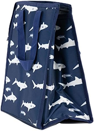 School Lunchbox for Boys and Girls, Insulated, Collapsible (Navy Sharks)
