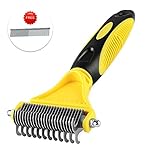 Bascolor Dog Dematting Rake and Stainless Steel Comb for Cats Dogs 2 Sided Deshedding Brush 2 in 1 Pet Grooming Tools Set