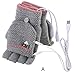 Heating Gloves,Gallity Women Men USB Heated Mitten Half Finger Winter Warm Knit Hand Gloves with Covers (A)