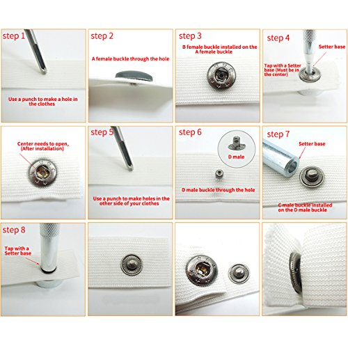 80 Set Snap Fasteners Snap Button Press Studs with 4 Pieces Fixing Tools and 10 pairs Different Copper Button,12.5 mm in Diameter
