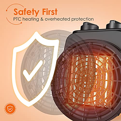 Space Heater, Space Heaters for Indoor Use, 1500W Electric Heater with 3 Modes, 3S Quick Heat, Thermostat with Overheat Protection, Space Heaters for Indoor Use Large Room, Heater for Garage, Bedroom