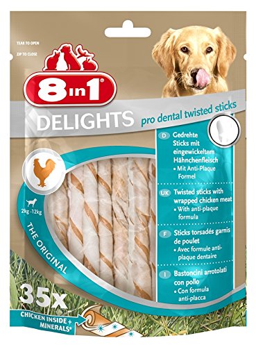 8in1 Dog Delights Dental Twist Sticks Dog Treats -35 Sticks