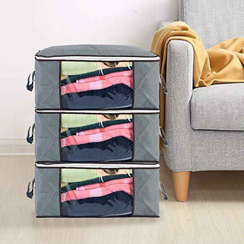 image for ComboCube 3 Pcs Grey Breathable Clothing Blankets Storage Bag Organize