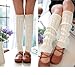 2 Pack of Womens Cable Knit Knee High Knitted Crochet Leg Warmers Long Socks White/Black,One Size
