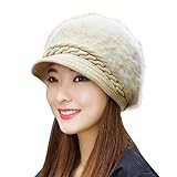 HINDAWI Women Girls Fluffy Knit Hat Crochet Winter Warm Snow Cap with Visor
