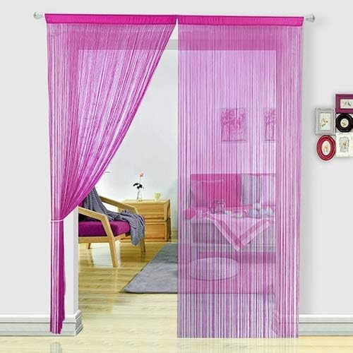 HSYLYM Spaghetti String Curtains Fly Screens Curtains for Doors, Doorways,Windows Treatments and Home Décor(90x245cm,Rose)