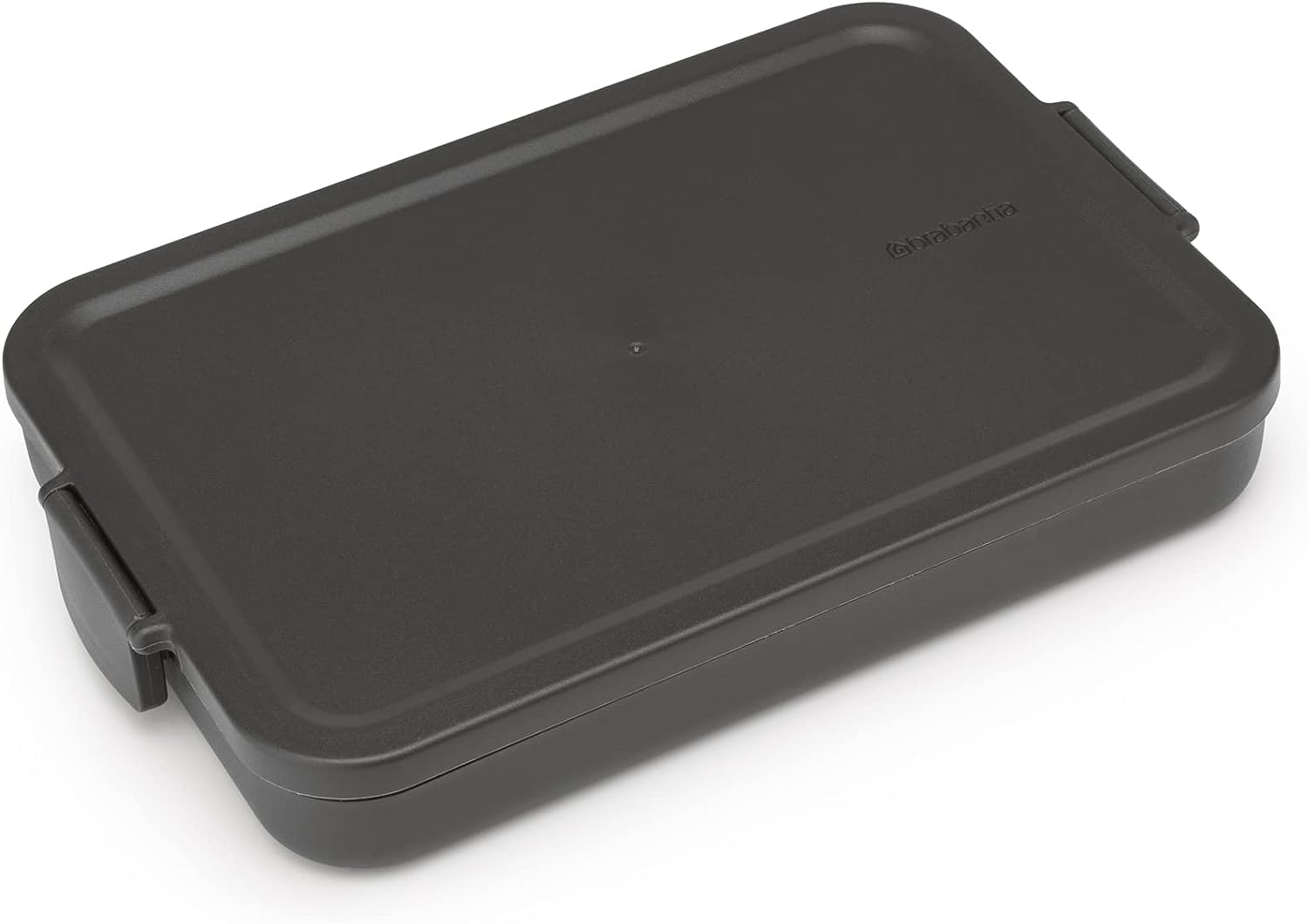 Brabantia - Make & Take Lunch Box Flat - Medium Volume (1.1L) - BPA-Free - Lid with Clips - Suitable for Freezer - Dishwasher & Microwave Safe - Dark Grey - 25.5 x 16.6 x 3.7 cm