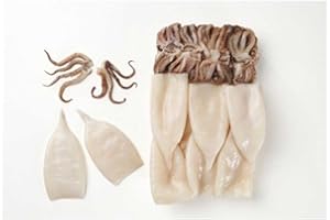 Pana Pesca Fully Cleaned Todarodes Raw Squid Tubes and Tentacles - 3/5 inch Tubes, 2.5 Pound -- 4 per case.