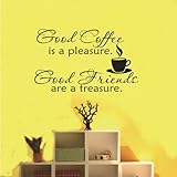 Newsee Decals Good Coffee Friends Wall Vinyl Sticker Decal Quote Saying Home Room Decor