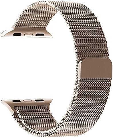 SUPPINNER Stainless Steel Milanese Loop Replacement Band With Magnetic Closure Clasp for Apple Watch (Retro Gold 38 MM)