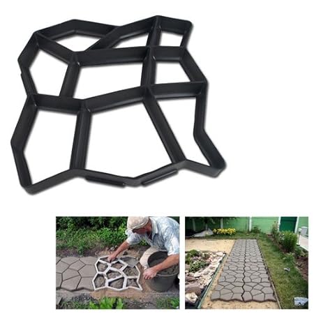 Hengda® 5x Betonform Pflasterform Schalungsform Gießform Plastikformen für Beton Garten Gehwegen Trittsteinen DIY Natursteinp