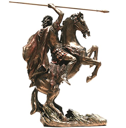 Veronese Alexander The Great on Horse Greek King Warrior Statue Sculpture Figure Bronze Finish 12.4