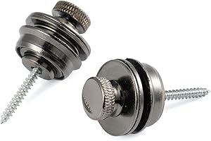 OVSAL Electric Guitar Bass Security Strap Locks Black Flated Head Easy Install and Quick Release Strap Lock for Fender Strat Tele Les Paul Classial Acoustic Electric guitars Bass 2 PCS