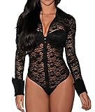Sexy Womens Floral Lace Long Sleeve Jumpsuit Romper Bodysuit Teddy