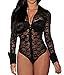 Sexy Womens Floral Lace Long Sleeve Jumpsuit Romper Bodysuit Teddy