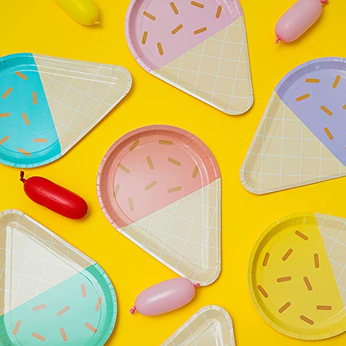 Partybus Party Supplies Set - Serves 12, 93 Ct, Sky Blue Ice Cream Theme Party Disposable Tableware Kit for Boys Girls Kids Birthday Decorations, Includes Dinner Plates, Dessert Plates, Napkins, Cups, Table Cloth, Silverware - Thumbnail 2