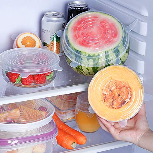 Silicone Stretch Lids -Tiaoyeer 12 Pcs Reusable Container Bowl Food Saver Covers Fit Various Shapes Sizes,Non-Stick Storage Covers for Keeping Food Fresh,Safe in Dishwasher, Microwave and Freezer
