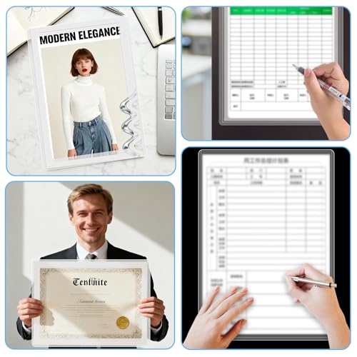 ZSUIQIN Pack of 10 Transparent Document Wallets, A3 Binder Pockets, PVC Sign Holder - DIN A3 Format, Open, Perforated, Plastic for Restaurant, Cafe, Office, Photos (Vertical)