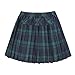 Women's Elastic Waist Plaid Pleated Skirt Tartan Skater School Uniform Mini Skirts (Small, Series 1 Green)
