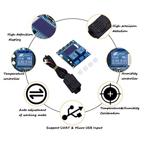 Iceyon Humidity Temperature Controller Module DC 12V Display Digital Thermostat Humidistat Controller Automatic Constant Temperature and Humidity Controller with SHT20 Sensor and Dual Relay Outputs - Thumbnail 6