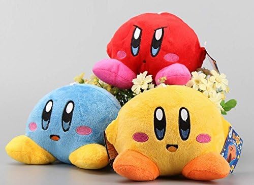 Kirby Rainbow Blue Red Yellow Set of 3 pcs Soft Plush Figure Toy Anime Stuffed Animal Child Gift Doll