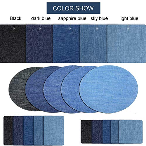 VGOODALL Patches Zum Aufbügeln, 32 Stück 4 Farben Patches Flicken zum Aufbügeln Denim Aufbügelflicken für Jeans, DIY Taschen mit Nähzeug
