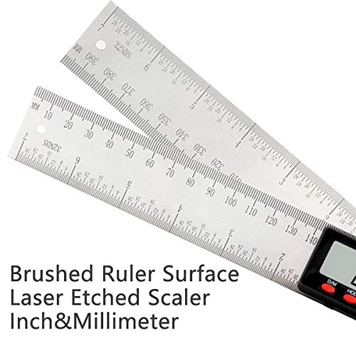 HANMATEK Digital Angle Finder Protractor with Zeroing and Locking Function, 7-Inch Stainless Steel Angle Finder Ruler, Digital LCD Display, for Woodworking, Construction, Repairing DP2