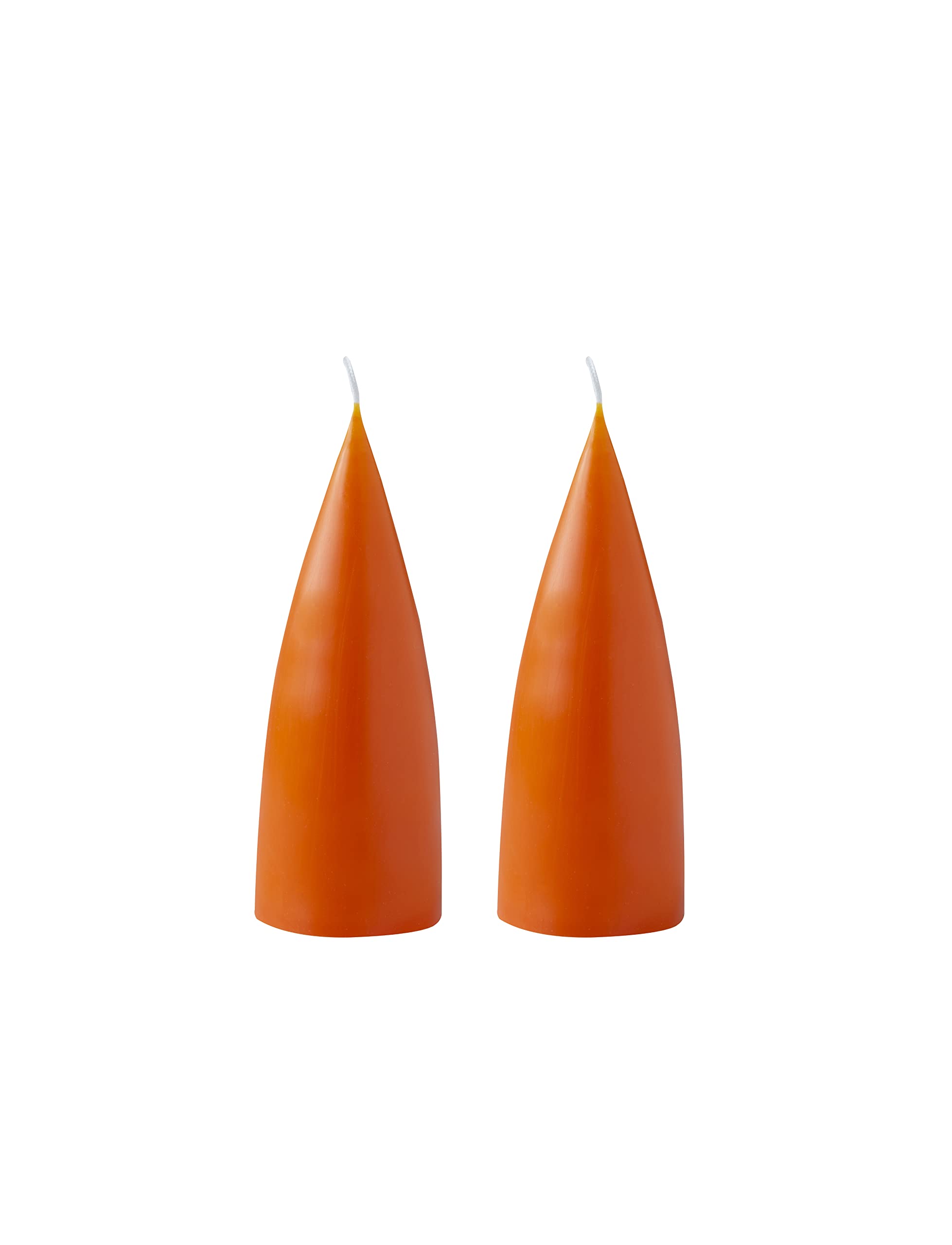 Kunstindustrien® Cone Shaped Candles, Made in Denmark, 43 Colours Available, Dripless & Smokeless Pillar Candles, Candles Long Burning 15 Hours, Unscented Candle Gift Set 2pcs 6.5x16cm (Orange) — image 1