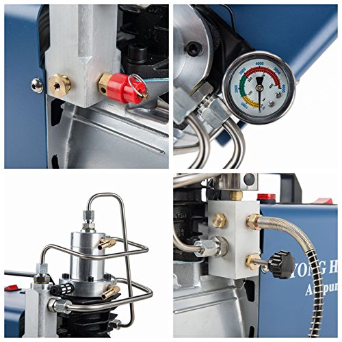 High-Pressure Air Compressor Pump, Auto-Stop 110V 30Mpa Electric Air Pump Air Rifle PCP 4500PSI Paintball Fill Station for Fire Fighting and Diving - Thumbnail 3