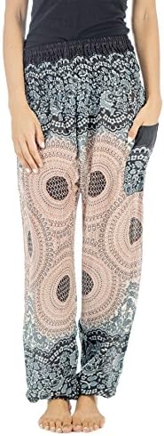 Tori Wear Harem Pants Smocked Elastic Waist Hippie Pants,White2,One Size