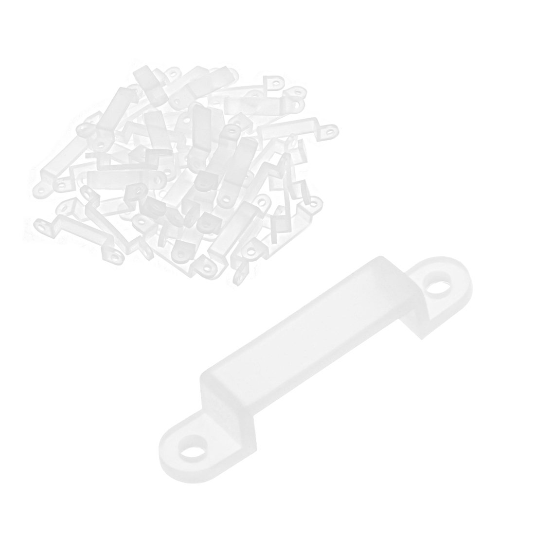 sourcing map 50 Pcs Silicone Fix Mounting Brackets Clip for 14mm Wide LED Strip Light White