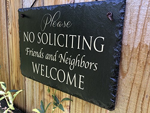 Sassy Squirrel No Soliciting Sign for House - Slate House Sign - No Solicitation - Keep Solicitors Away with This Outdoor Plaque Available 2 Sizes 12"x8" and 16"x10"