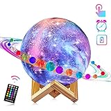 Moon Lamp, LOGROTATE 16 Colors Galaxy Light 3D Printing Starry Moon Night Light with Stand/Remote Control/Touch/USB Rechargeable, Moon Light Lamps for Kids Baby Friends Family Gifts (4.8 inch)