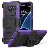 Galaxy S7 Edge Case, MoKo Shock Absorbing Hard Cover Ultra Protective Heavy Duty Case with Holster Belt Clip + Built-in Kickstand for Samsung Galaxy S7 Edge 5.5 Inch - Purple (NOT FIT Galaxy S7)