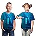 CHOICE99 Boys Cartoon Monster Shirt Kids t-Shirt 3D Printing Shirt for boy Girl Summer Tops tee, Blue, suggest hight 130 cm / 6-7 old