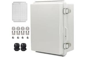 YETLEBOX Outdoor Waterproof Electrical Box Junction Box Weatherproof IP67 ABS Plastic Enclosure Switch Router Project Box Electronics DIY Enclosure With Mounting Plate Wall Bracket Grey 8.6"x6.6"x4.3"