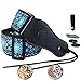 Colorful Guitar Strap Jacquard Ribbon Leather End Woven Strap Adjusted Length for Electric Bass,Acoustic&Electric Guitar - With (Random Color)2 Guitar Picks&2 Strap Locks&1 Strap Hook Button (Blue)
