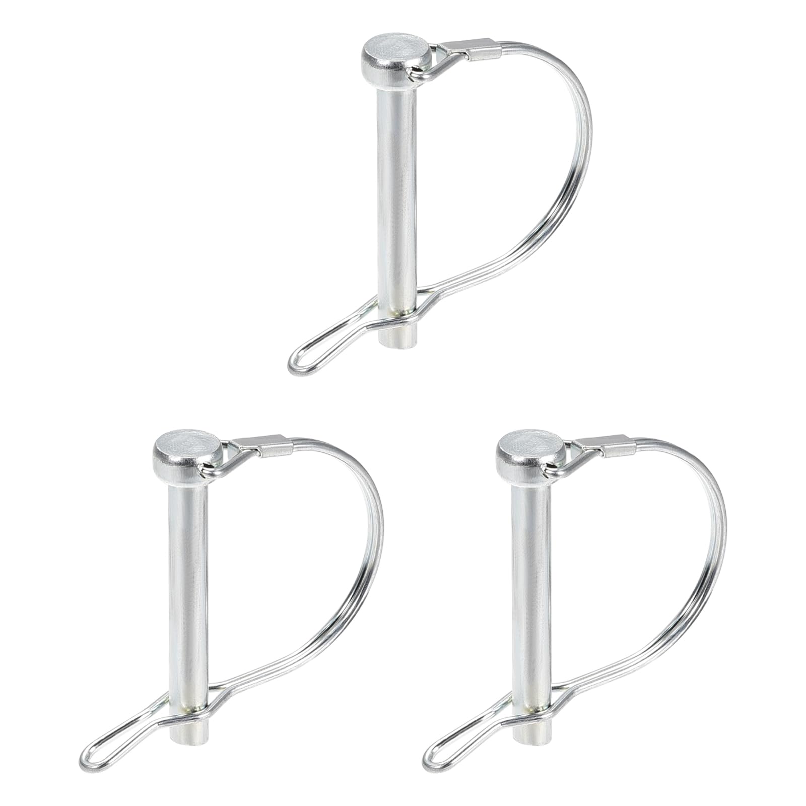 DTGN 8mm x 60mm (DxL) Shaft Locking Pin - 3Pack - Good for Farm Trailers Lawn - Carbon Steel Round Trailer Coupler Pin W/Ear - Silver Tone